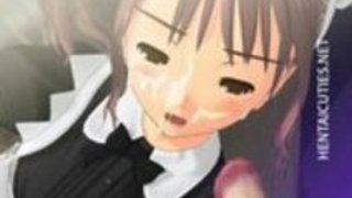 ピンクの髪のアニメのメイドがcum slurps ピンクの髪のアニメのメイドがcum slurps